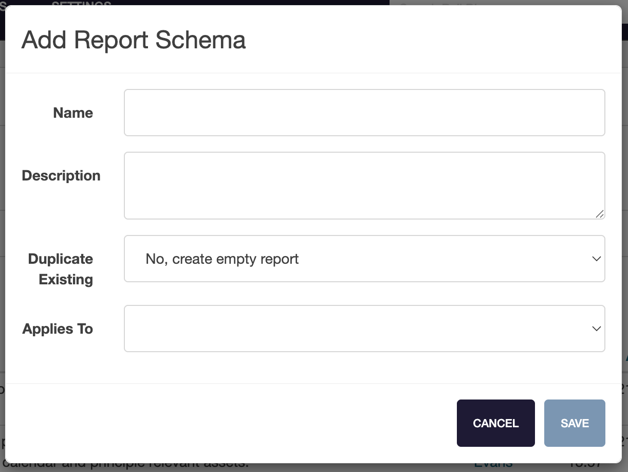 Reports menu
