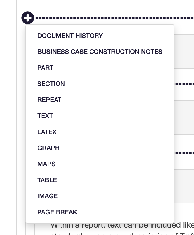 Reports menu