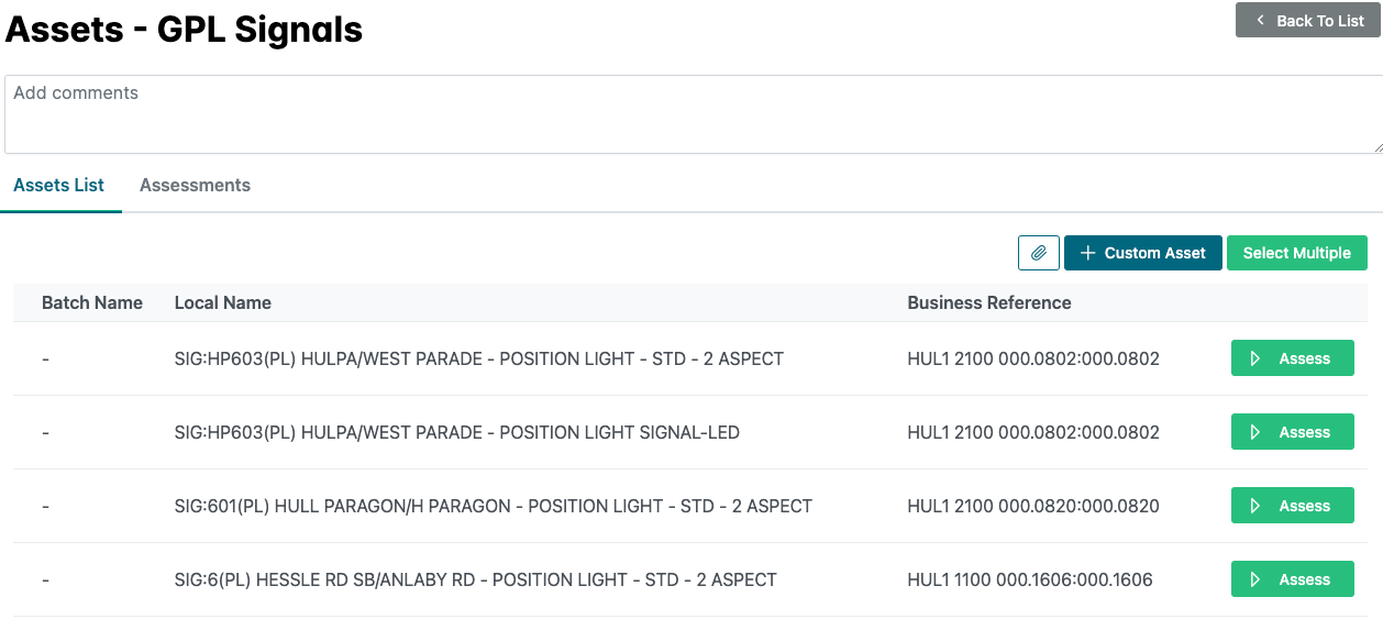 Asset list