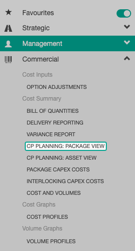 Menu - Asset CapEx Costs