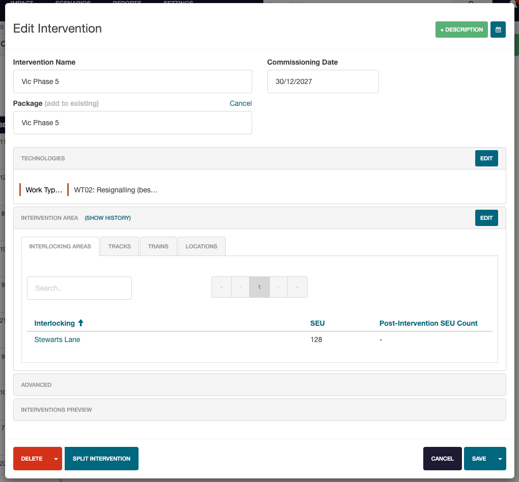 edit project modal
