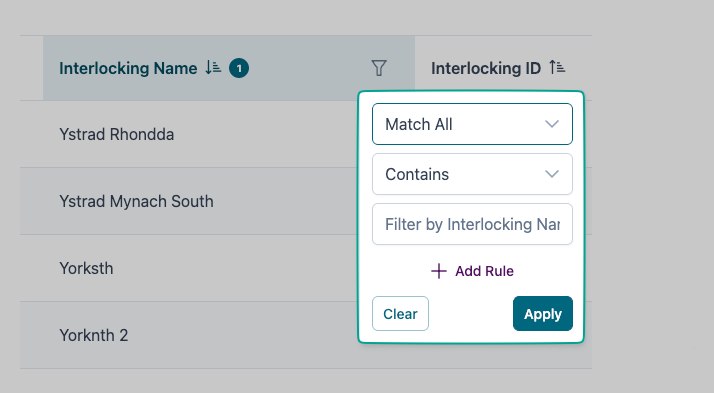 Filter - Interlocking Name
