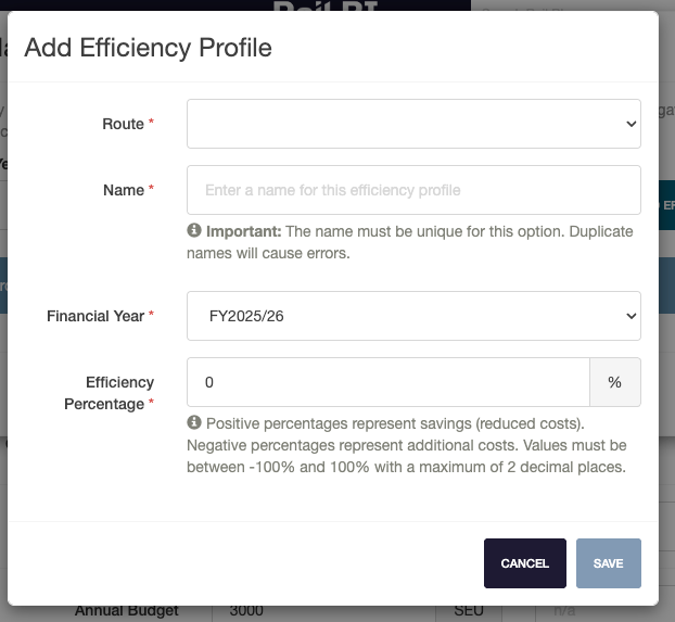 Add Efficiency Profile