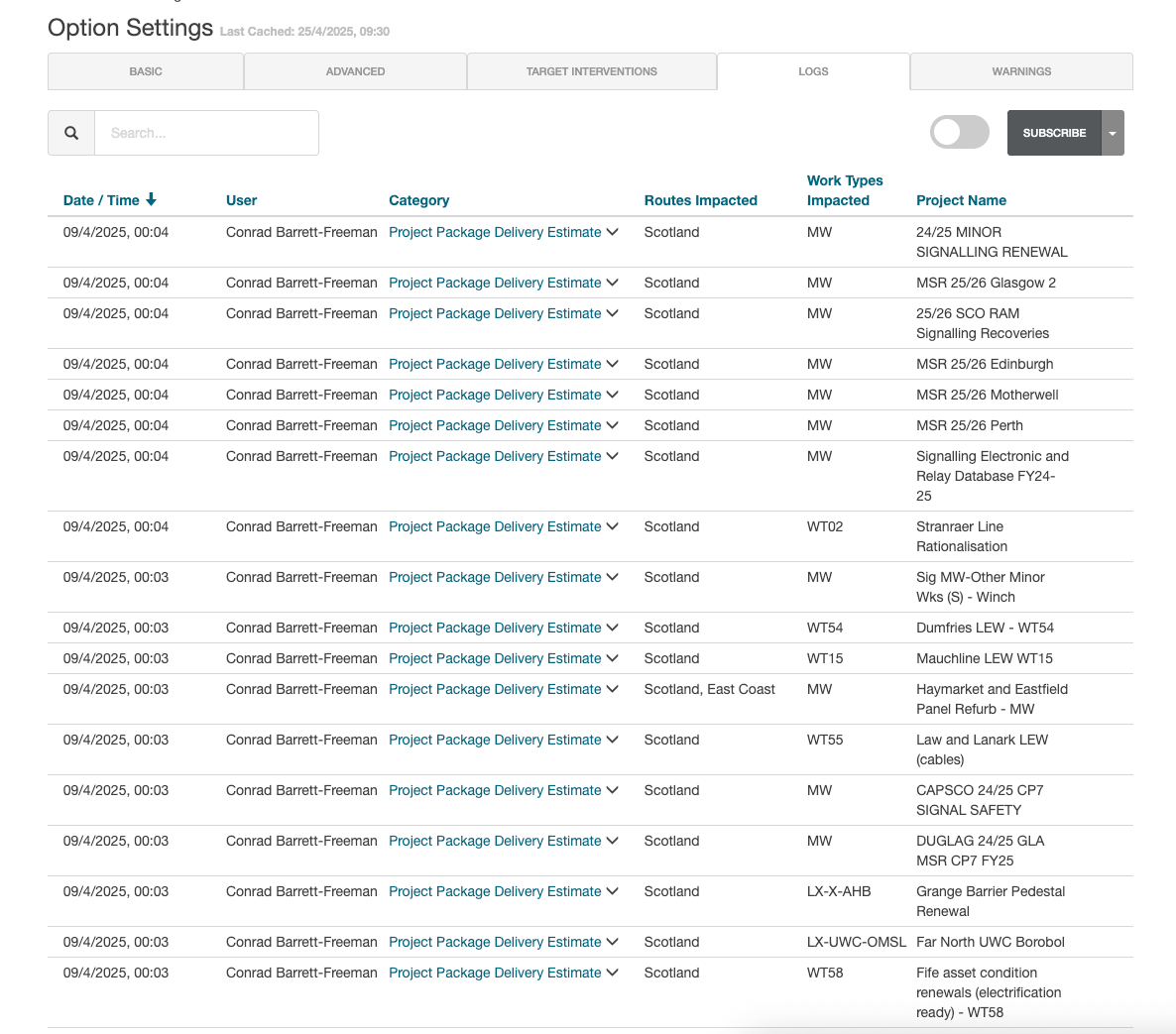 Option Logs