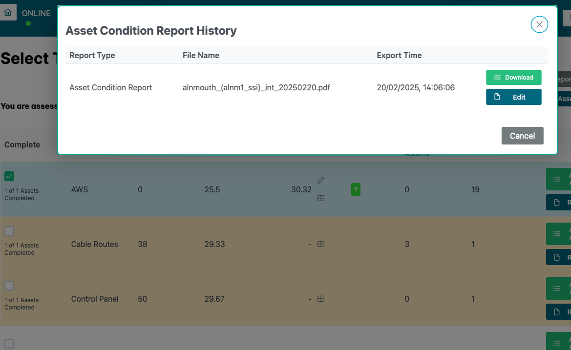 Report history