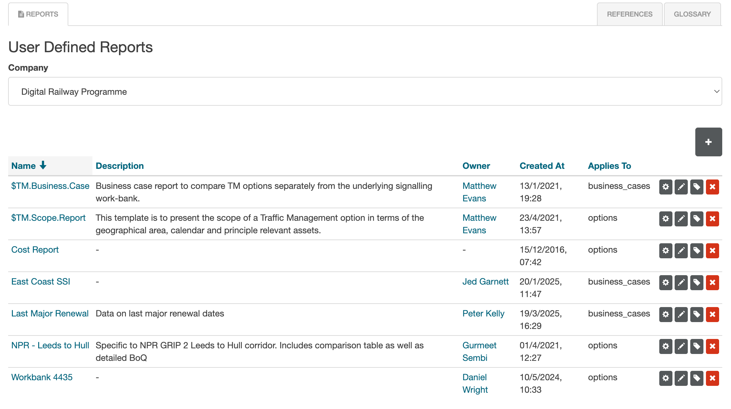 Reports menu