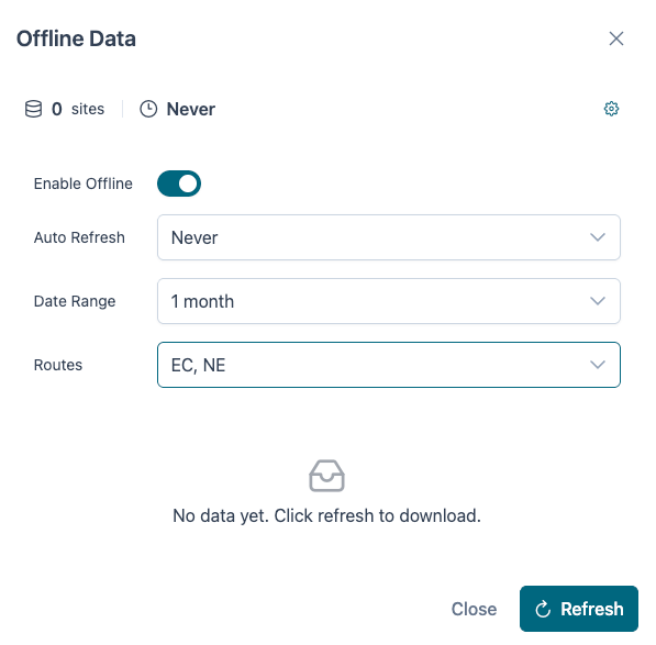 Select offline options