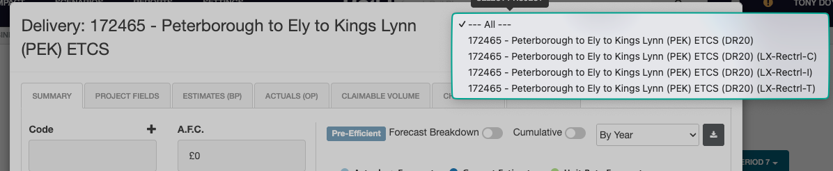 Select project estimates