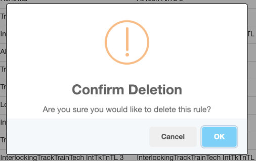 Warning - Delete Rule